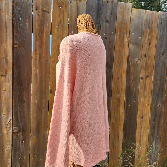 Sadie and Love pink Knit Sweater SZ. XL Lace up V Neck Made with Love in Cali. - Picture 4 of 8
